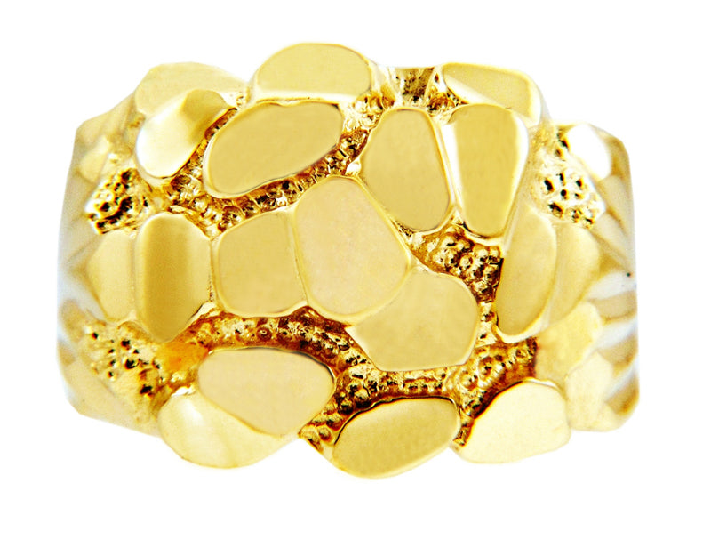 Men’s Gold Nugget Large Prism Cut Ring, view 2