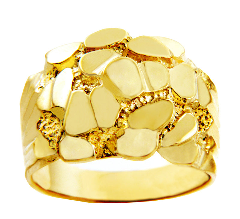Men’s Gold Nugget Large Prism Cut Ring, view 3