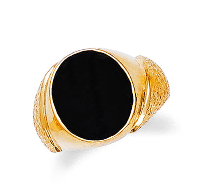 Men's Gold Oval Onyx Ring