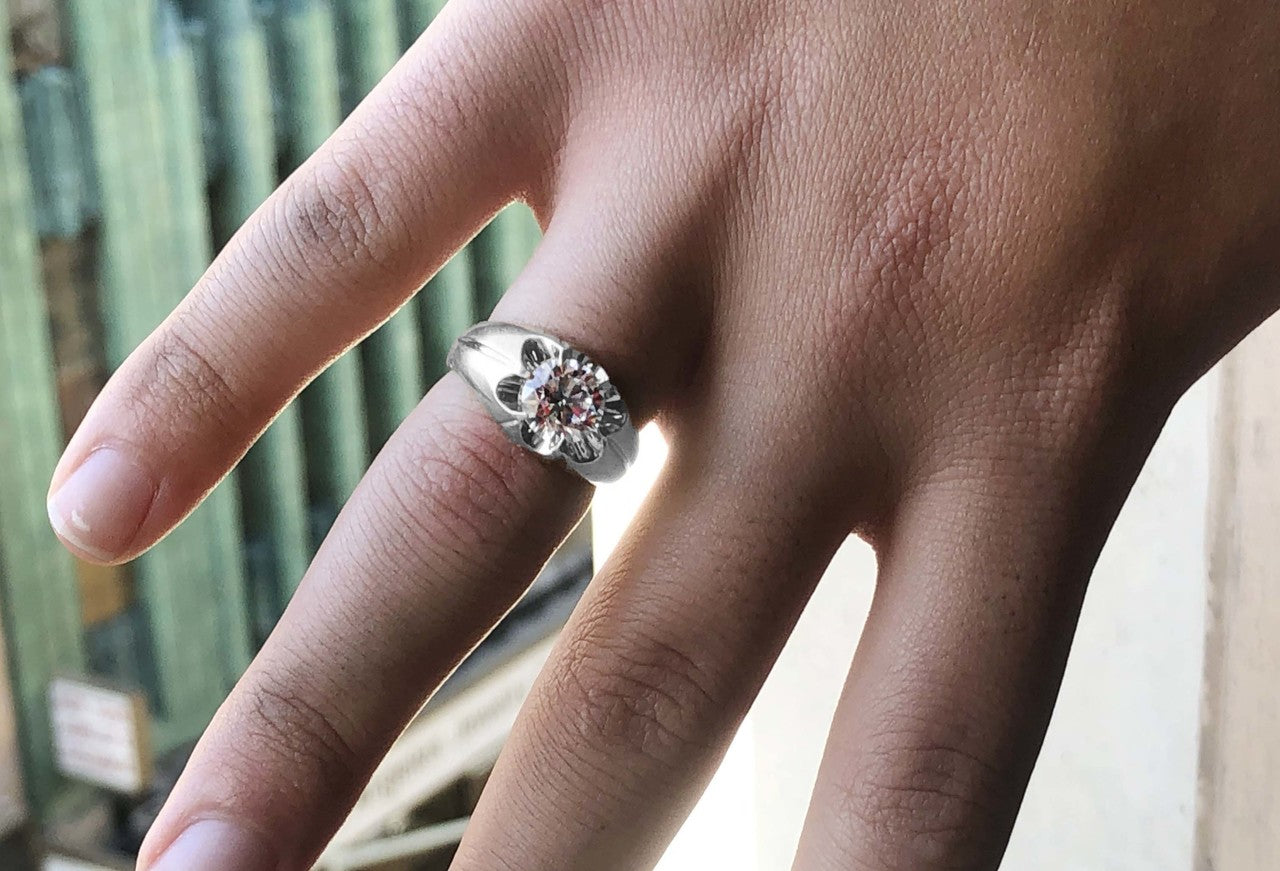 Men's Sterling Silver 4 Carat Cubic Zirconia Bold Solitaire Ring, view 2