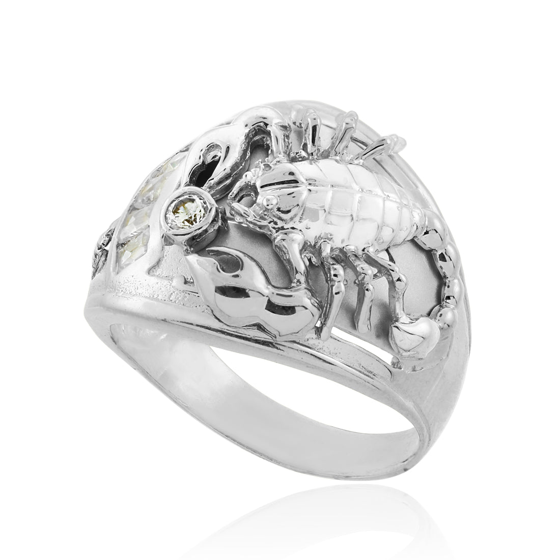 Men's Sterling Silver Scorpion CZ Ring