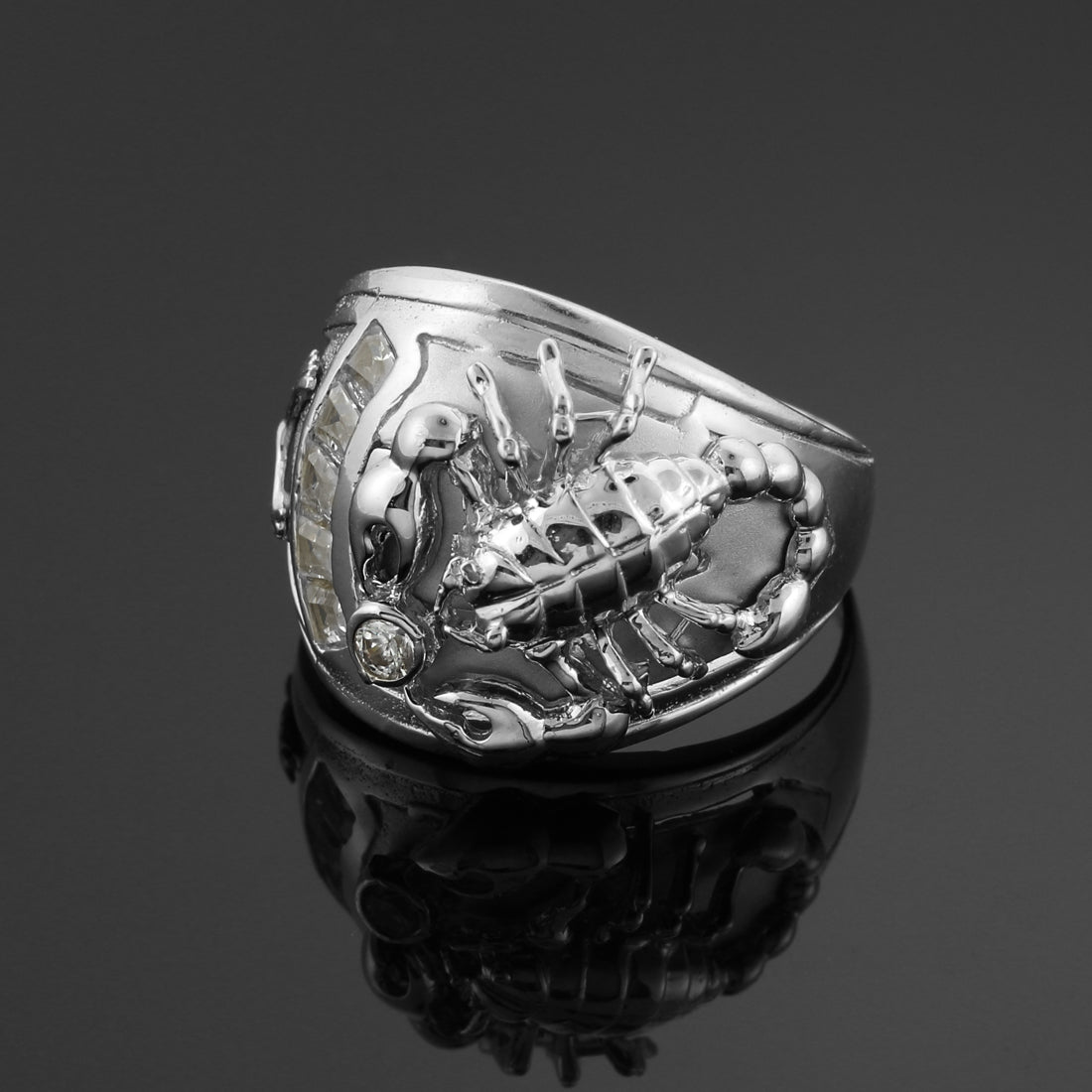 Men's Sterling Silver Scorpion CZ Ring, view 3