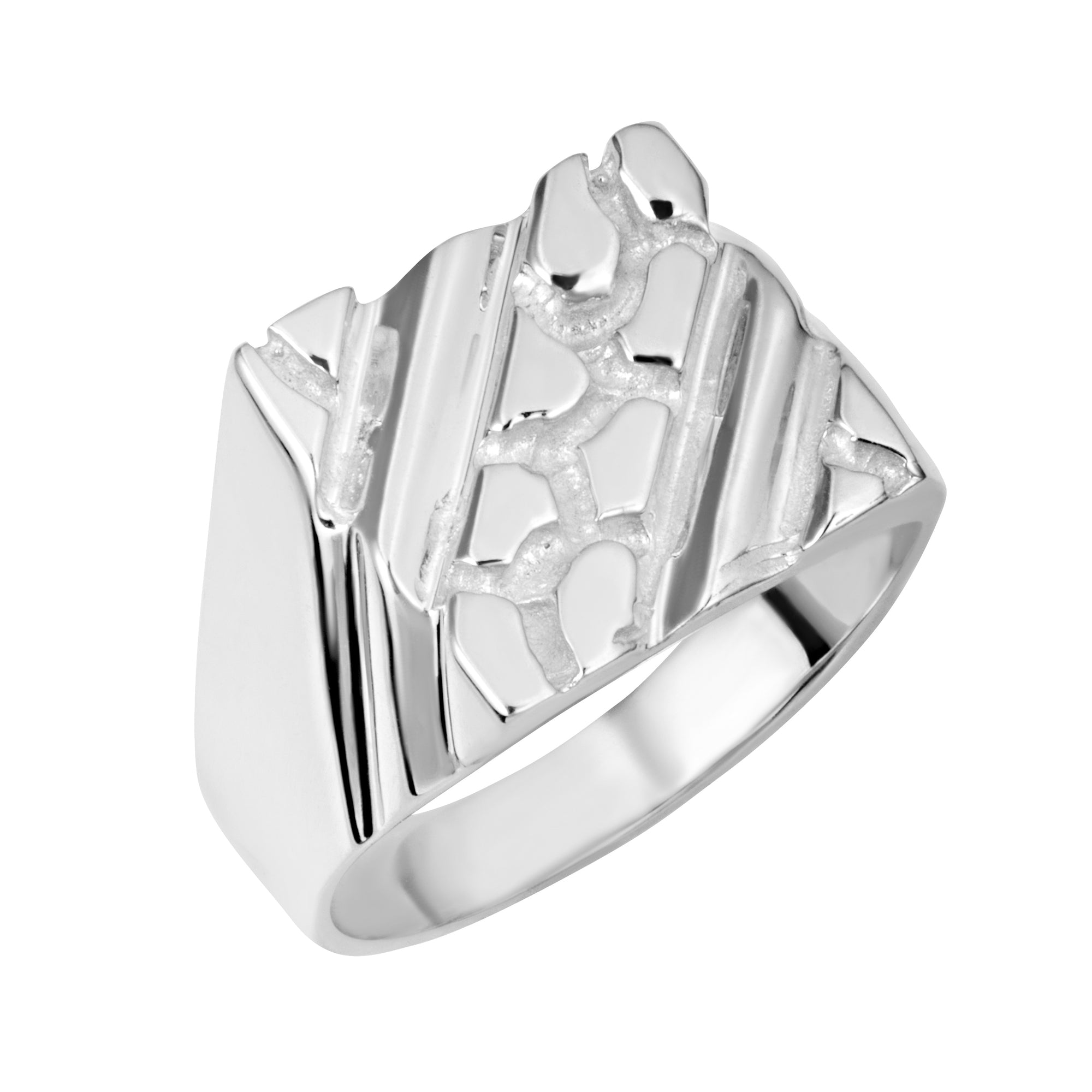 Men's Striped Nugget Ring