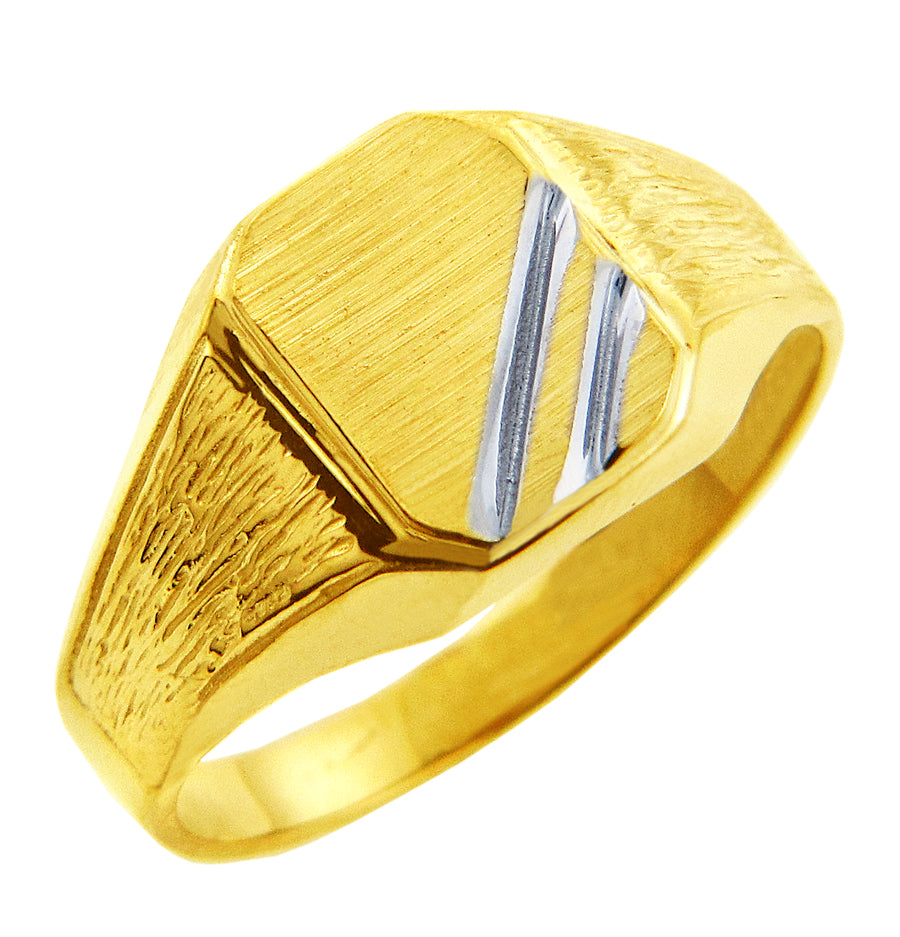 Men's Two-Tone Solid Gold Zeus Signet Ring
