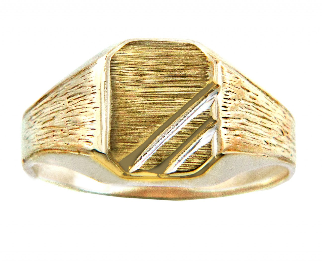 Men's Two-Tone Solid Gold Zeus Signet Ring, view 3