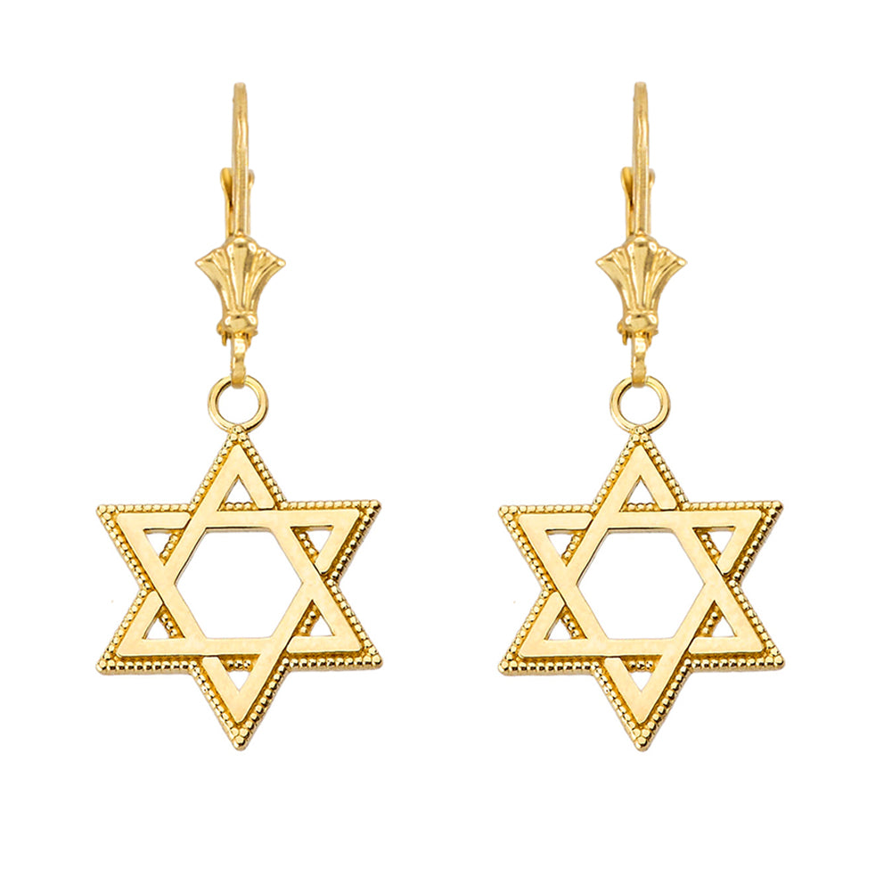 Milgrain Jewish Star of David Earrings (1.24")