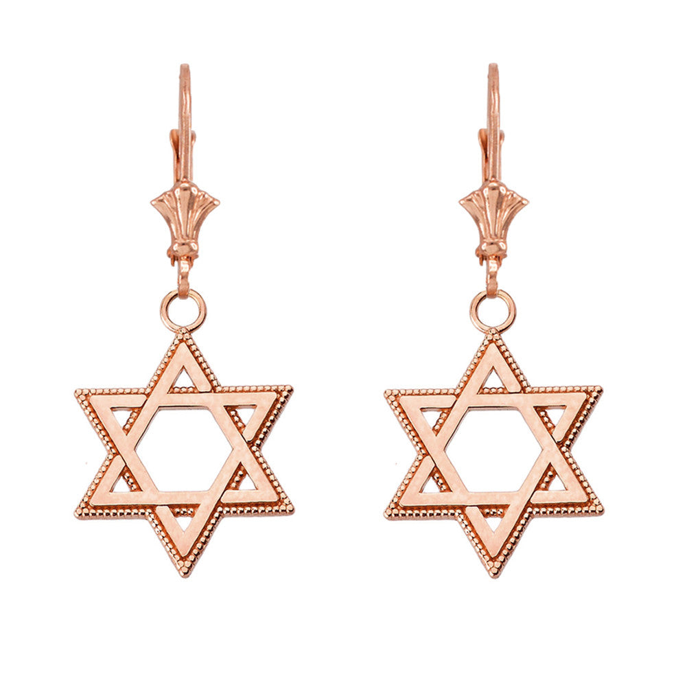 Milgrain Jewish Star of David Earrings (1.24"), view 2
