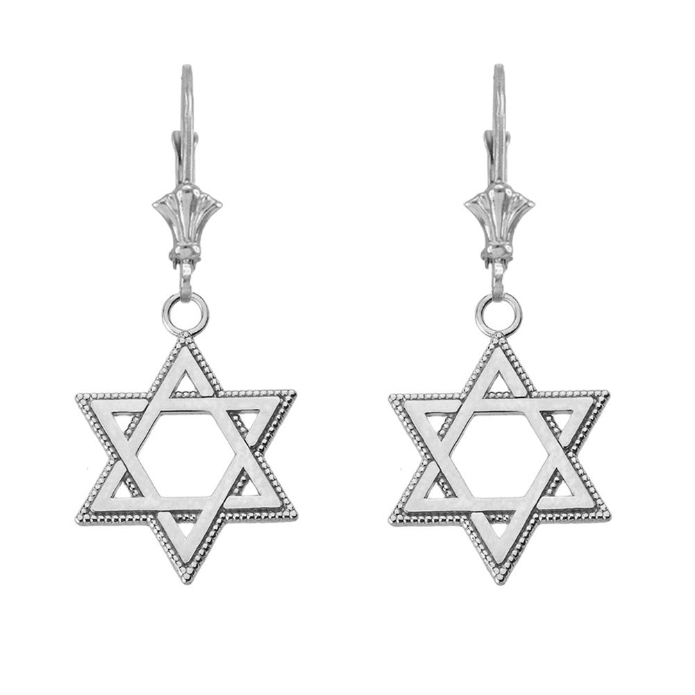 Milgrain Jewish Star of David Earrings (1.24"), view 3
