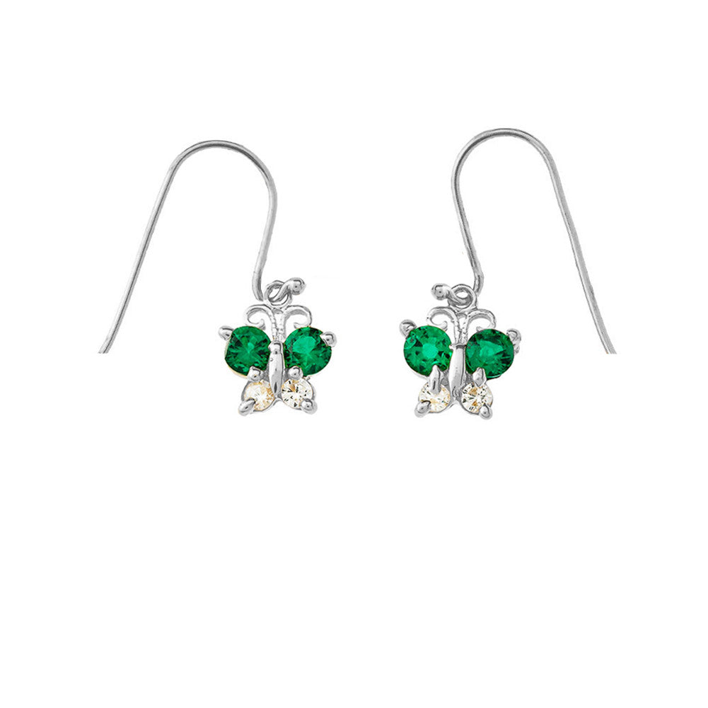 Mini Butterfly with Birthstones Earrings in Sterling Silver, view 2