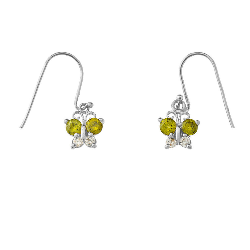 Mini Butterfly with Birthstones Earrings in Sterling Silver, view 3