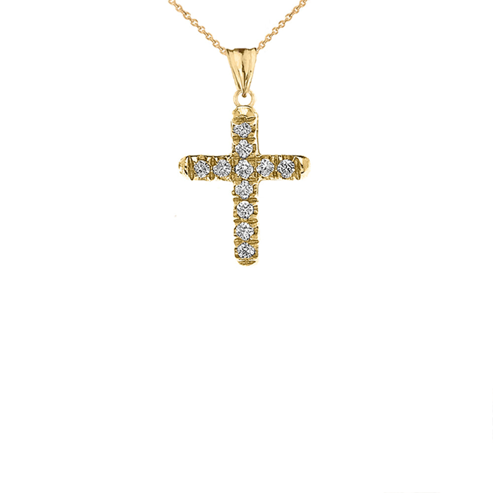 Mini Elegant Diamond Cross Pendant Necklace, view 2