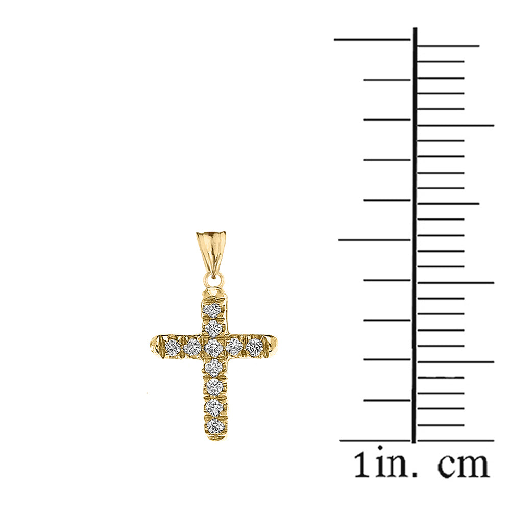 Mini Elegant Diamond Cross Pendant Necklace, view 3