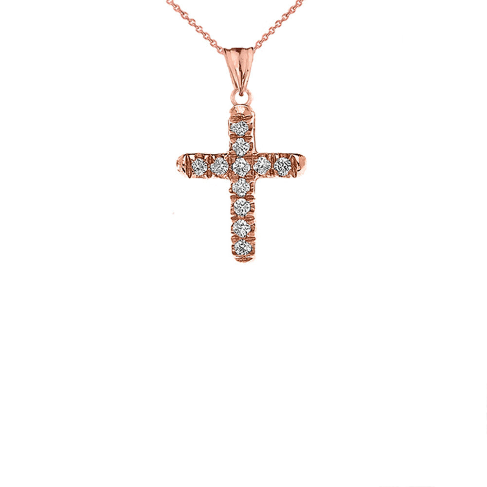 Mini Elegant Diamond Cross Pendant Necklace, view 4