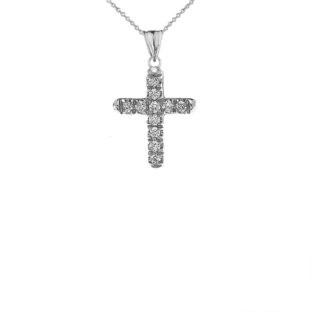 Mini Elegant Diamond Cross Pendant Necklace, view 5