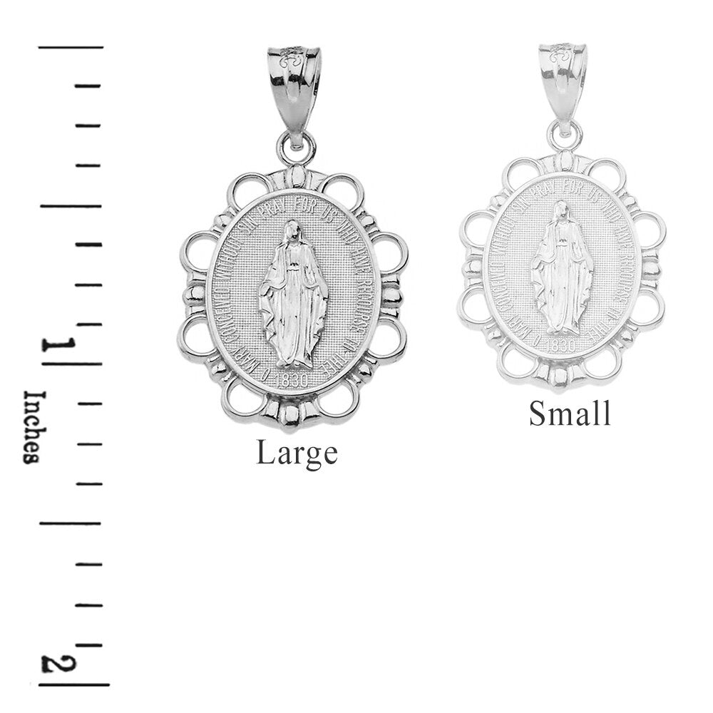 Miraculous Medal of Our Lady of Graces Pendant Necklace (Large) in Solid Gold, view 9
