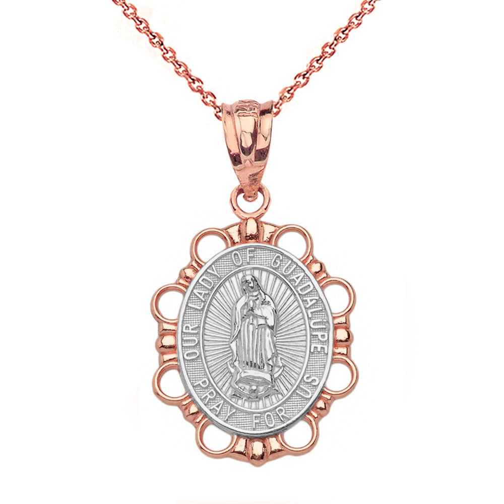 Miraculous Medal of Our Lady of Graces Pendant Necklace (Large) in Solid Gold, view 13