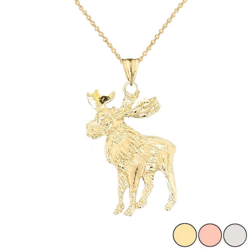 Moose Pendant Necklace In Gold