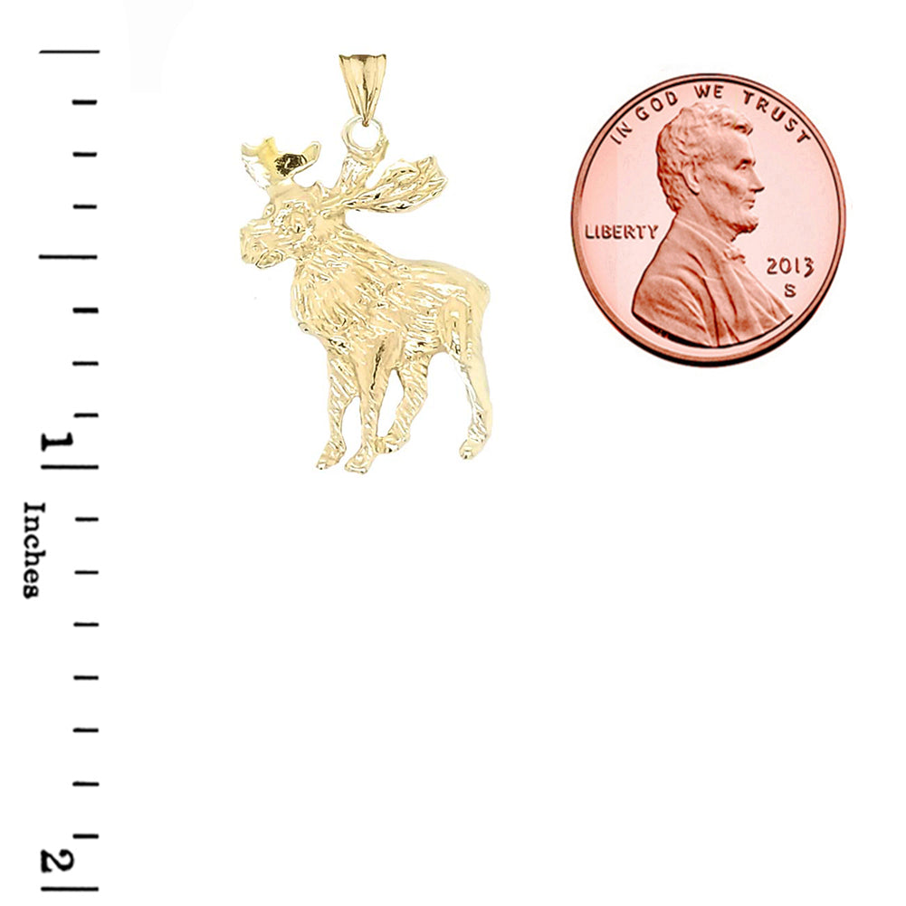 Moose Pendant Necklace In Gold, view 3
