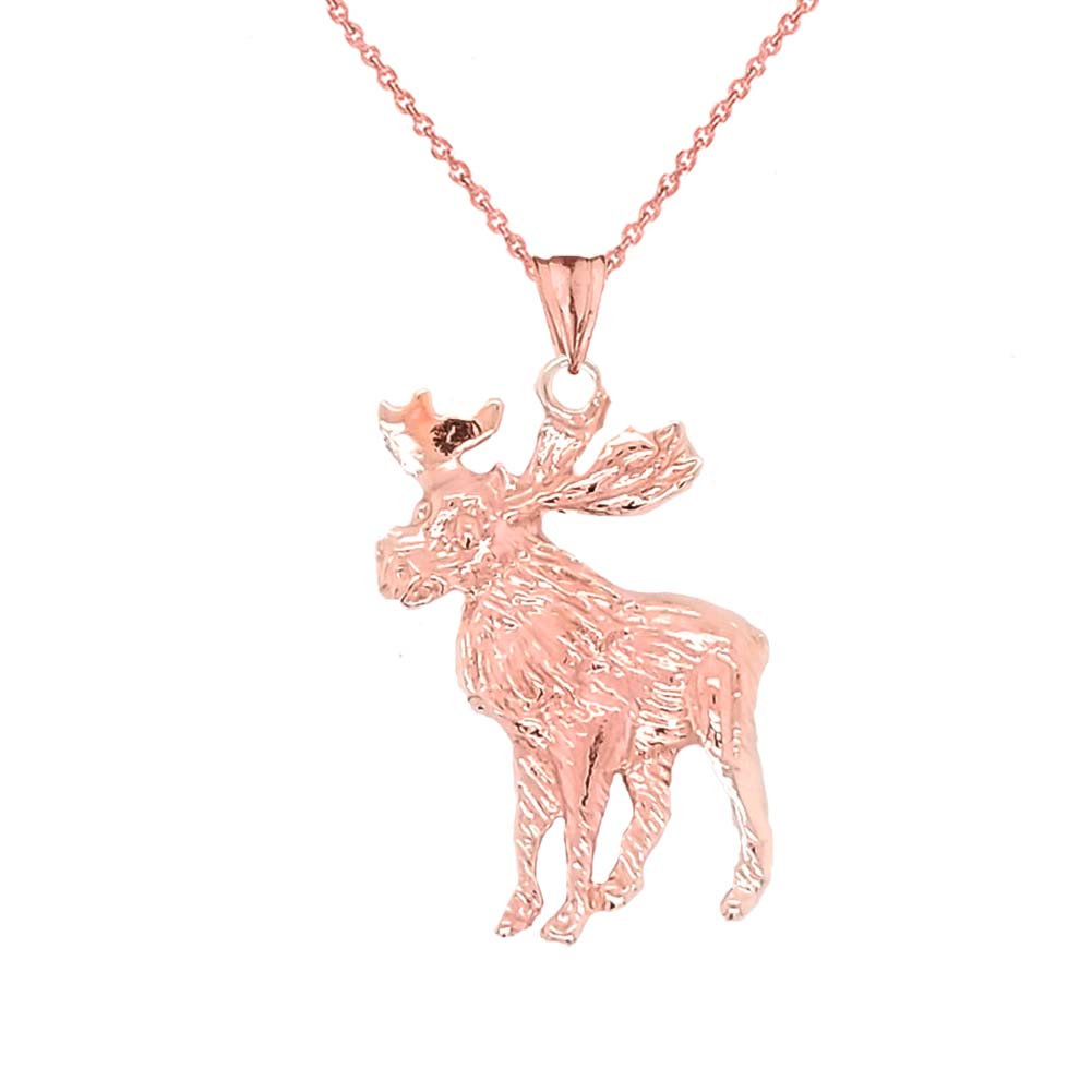 Moose Pendant Necklace In Gold, view 4