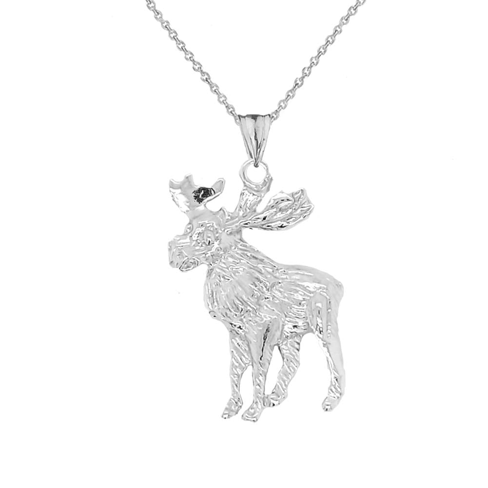 Moose Pendant Necklace In Sterling Silver