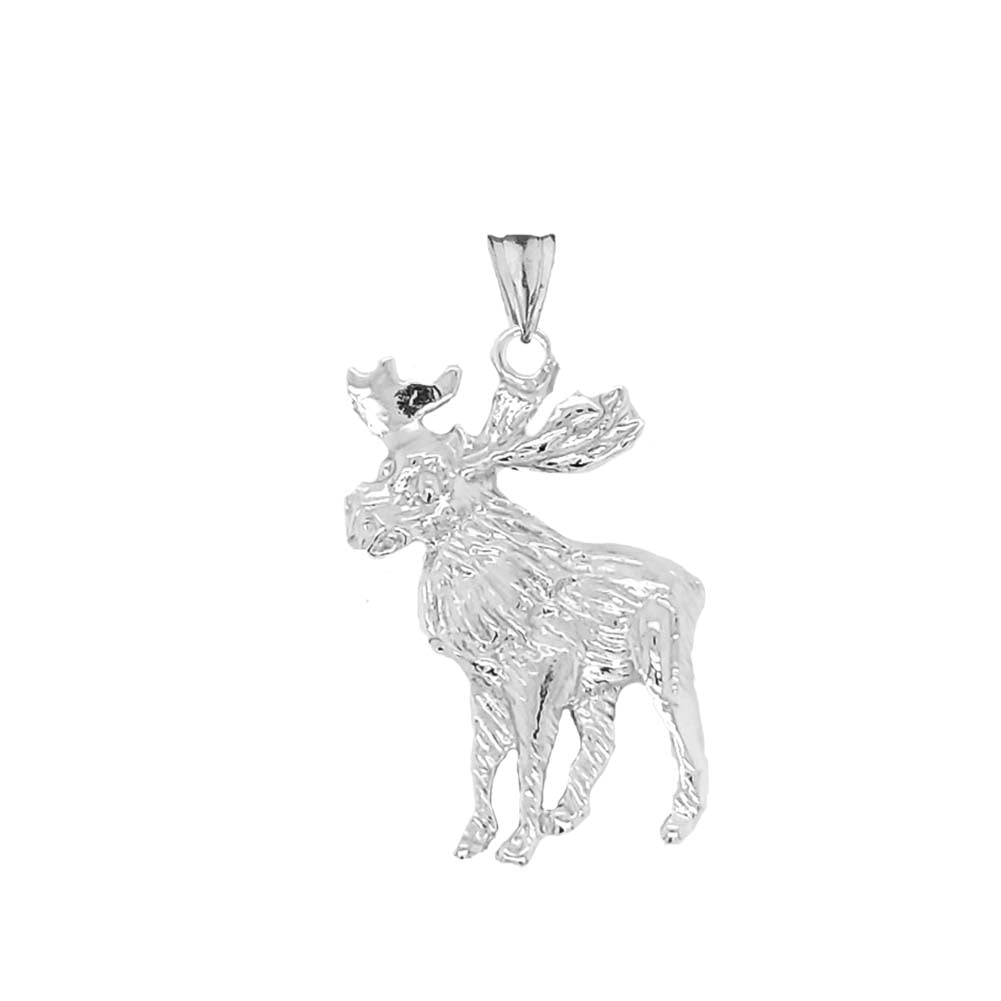 Moose Pendant Necklace In Sterling Silver, view 2