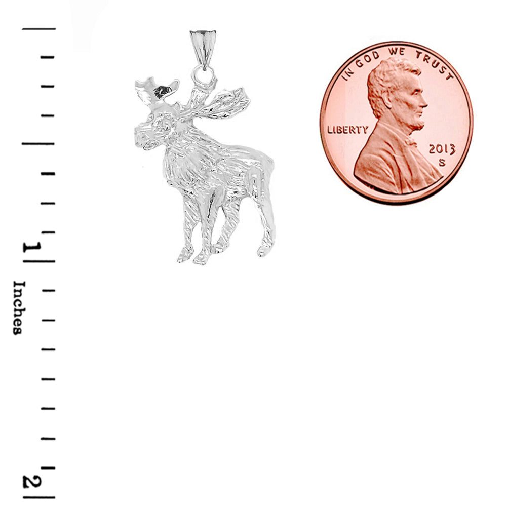 Moose Pendant Necklace In Sterling Silver, view 3