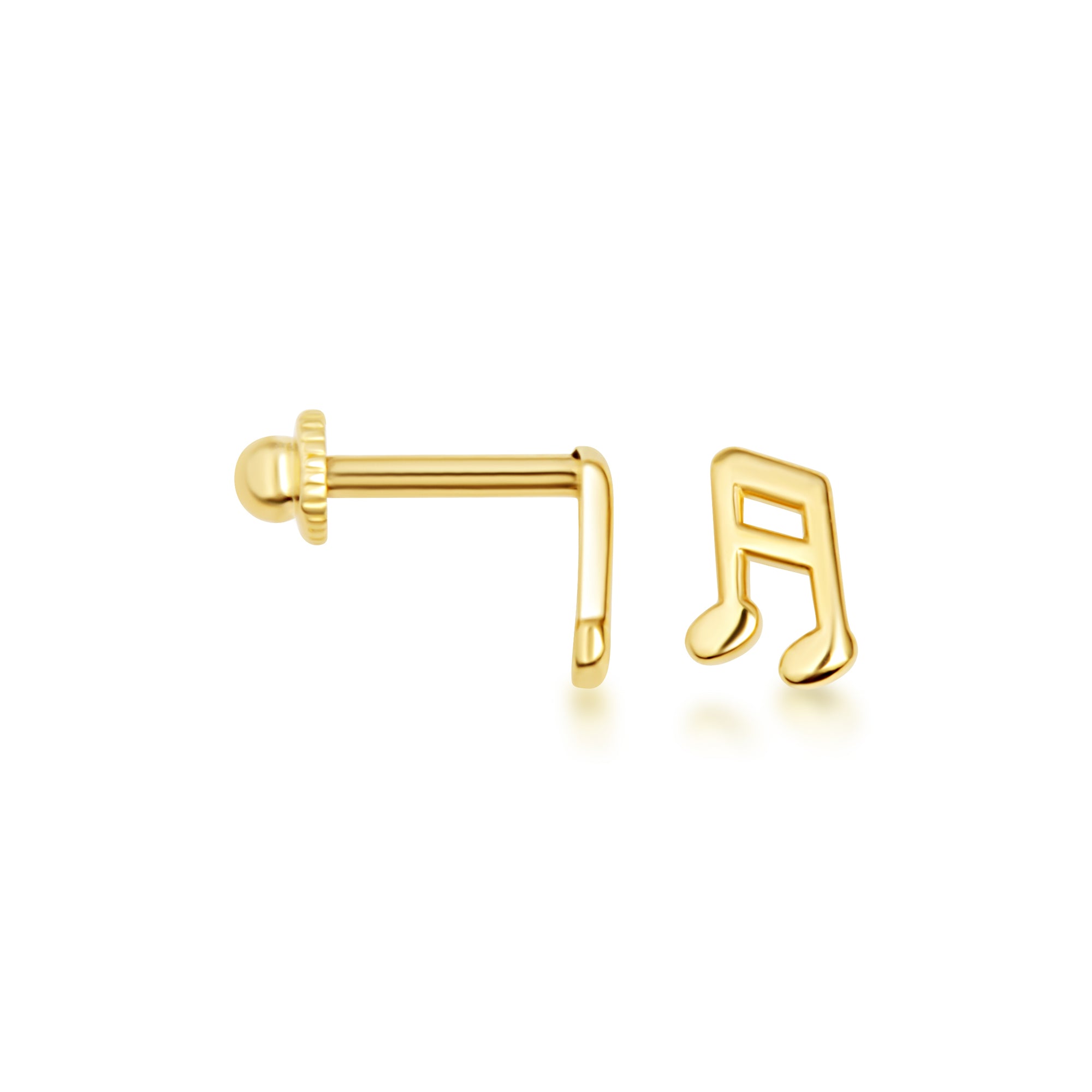 Music Note Stud Earrings in 14K Gold