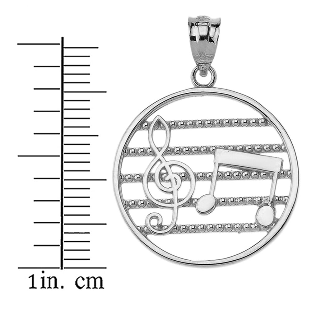 Music Notes Circle Pendant Necklace in Gold, view 9