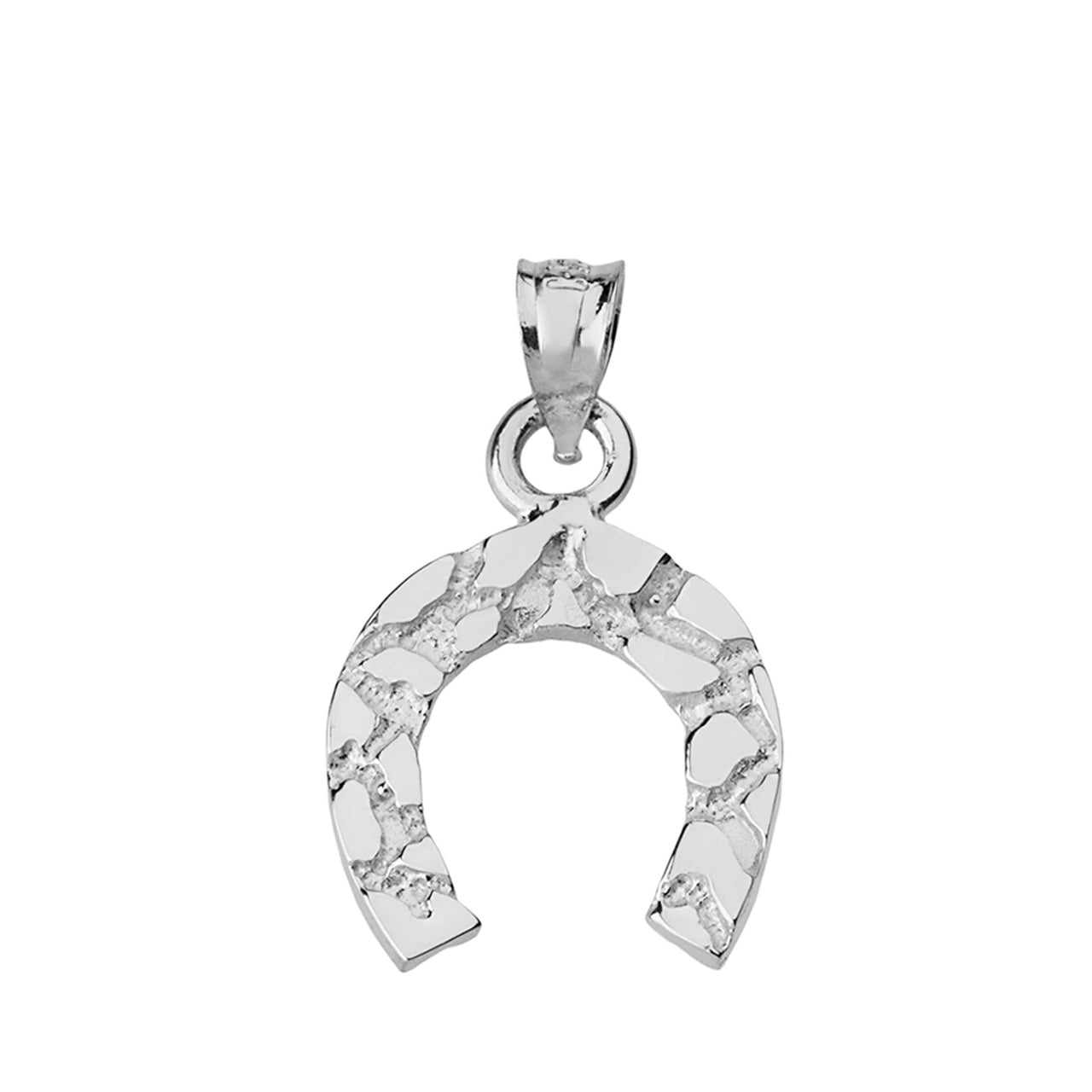 Nugget Horseshoe Pendant Necklace in Solid Gold, view 7