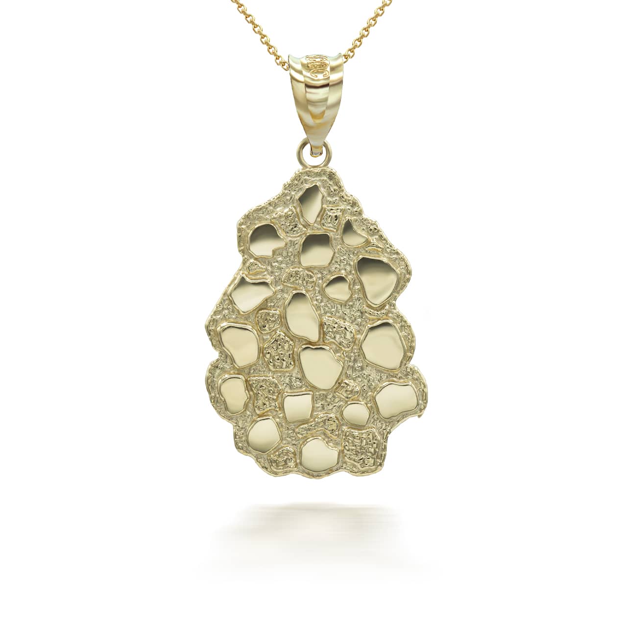 Nugget Pendant in Solid Gold Pendant Necklace, view 2