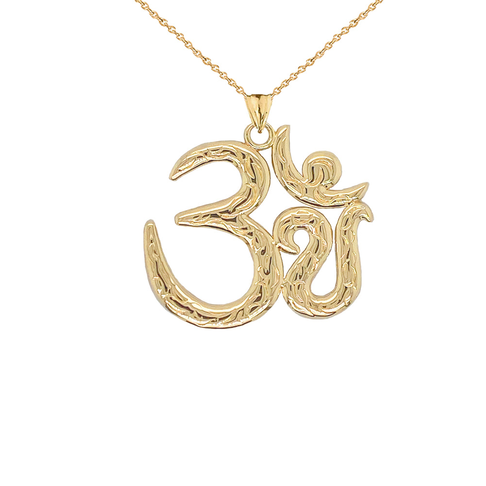 Om/Ohm/Aum Meditation Yoga Charm Pendant Necklace in Gold (Yellow/Rose/White) (Large), view 2