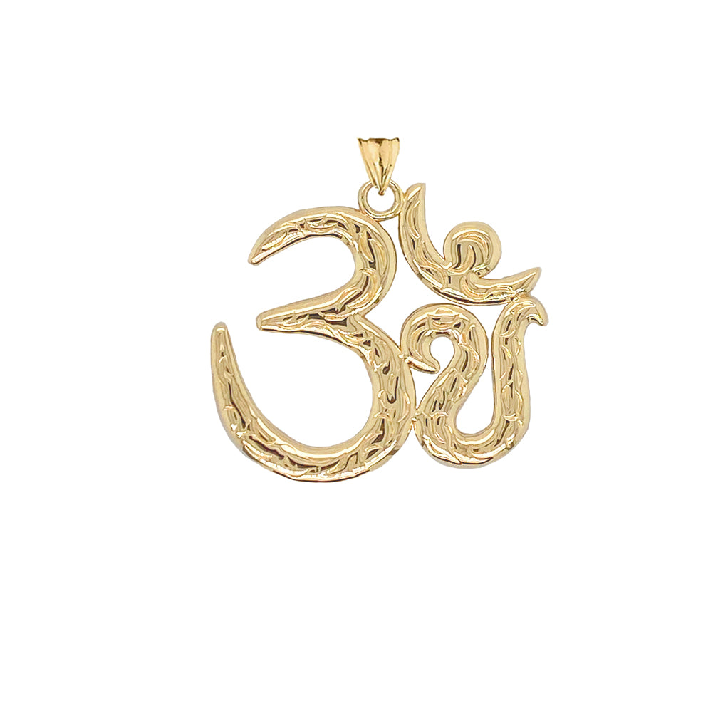 Om/Ohm/Aum Meditation Yoga Charm Pendant Necklace in Gold (Yellow/Rose/White) (Large), view 3
