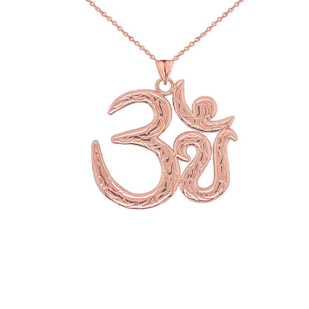 Om/Ohm/Aum Meditation Yoga Charm Pendant Necklace in Gold (Yellow/Rose/White) (Large), view 4