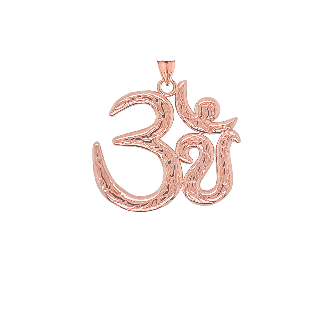 Om/Ohm/Aum Meditation Yoga Charm Pendant Necklace in Gold (Yellow/Rose/White) (Large), view 5