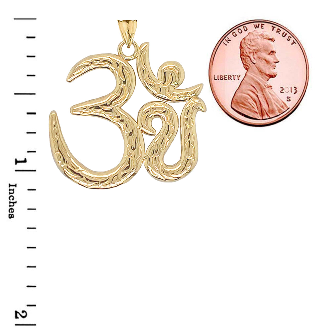Om/Ohm/Aum Meditation Yoga Charm Pendant Necklace in Gold (Yellow/Rose/White) (Large), view 8