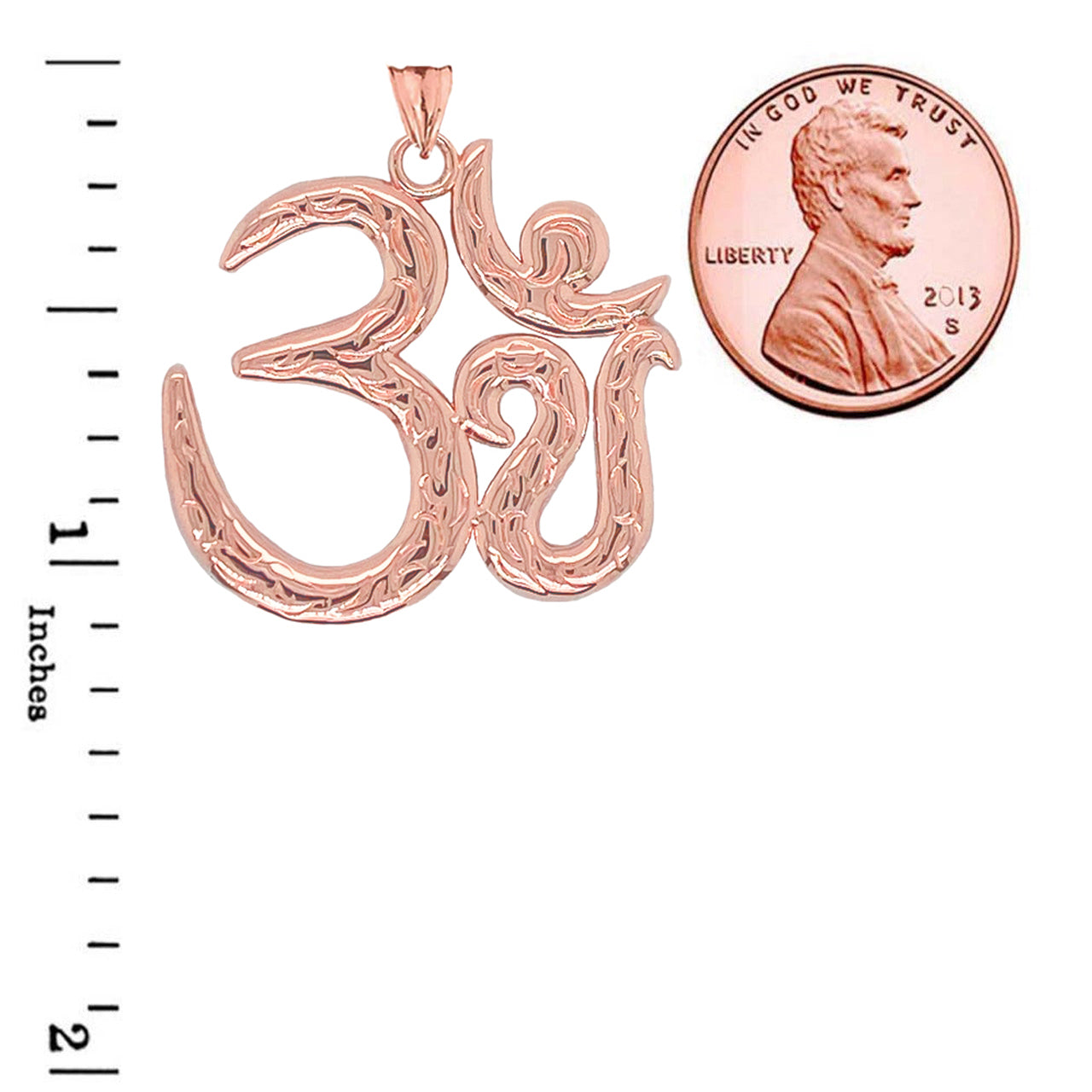 Om/Ohm/Aum Meditation Yoga Charm Pendant Necklace in Gold (Yellow/Rose/White) (Large), view 9