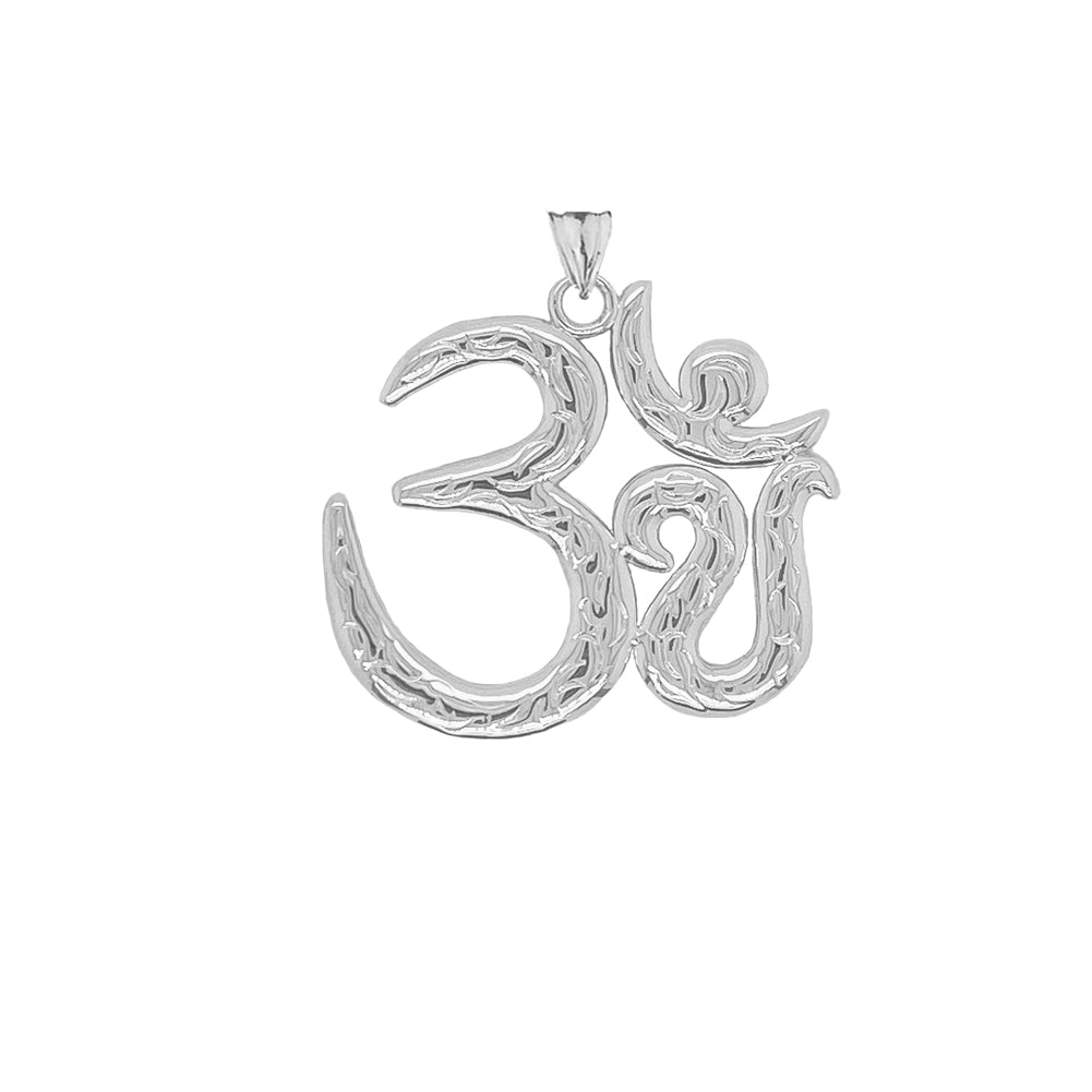 Om/Ohm/Aum Meditation Yoga Charm Pendant Necklace in Sterling Silver (Large), view 2