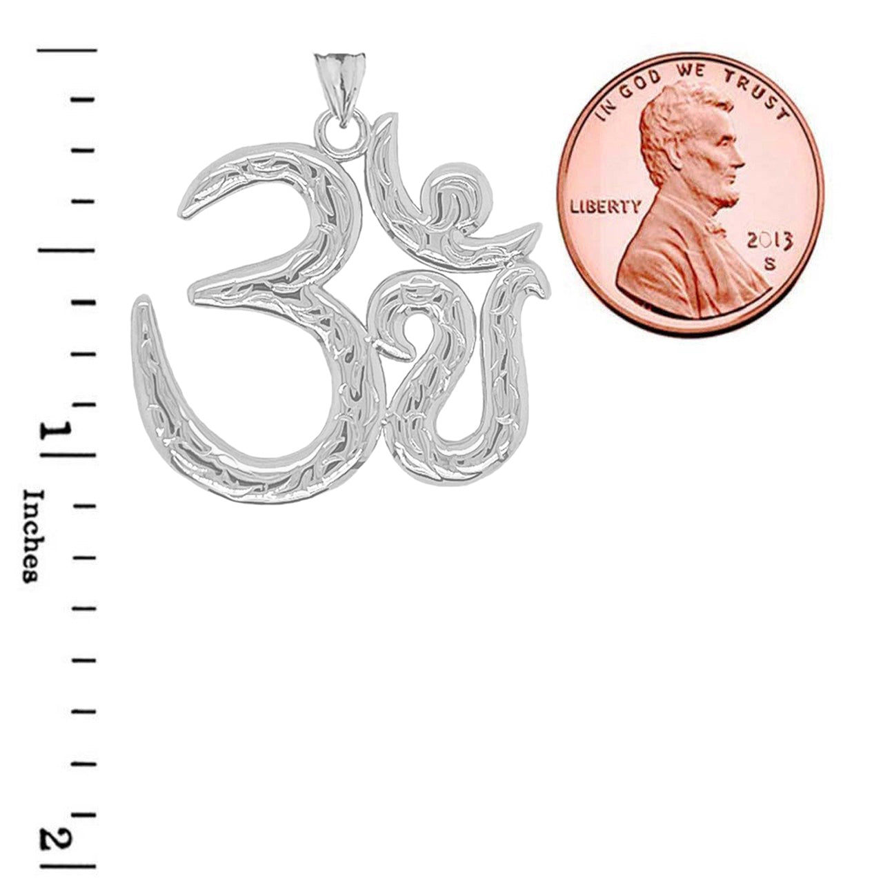 Om/Ohm/Aum Meditation Yoga Charm Pendant Necklace in Sterling Silver (Large), view 3