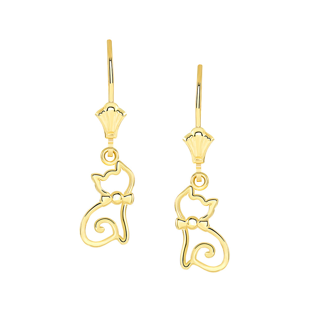 Openwork Cat Leverback Earrings