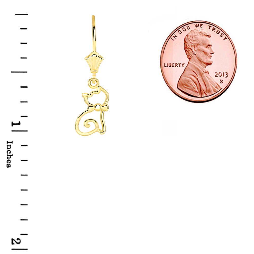 Openwork Cat Leverback Earrings, view 2