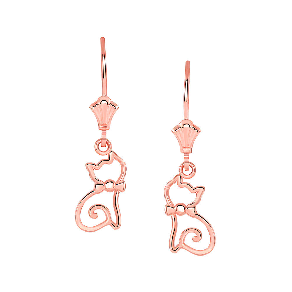 Openwork Cat Leverback Earrings, view 3