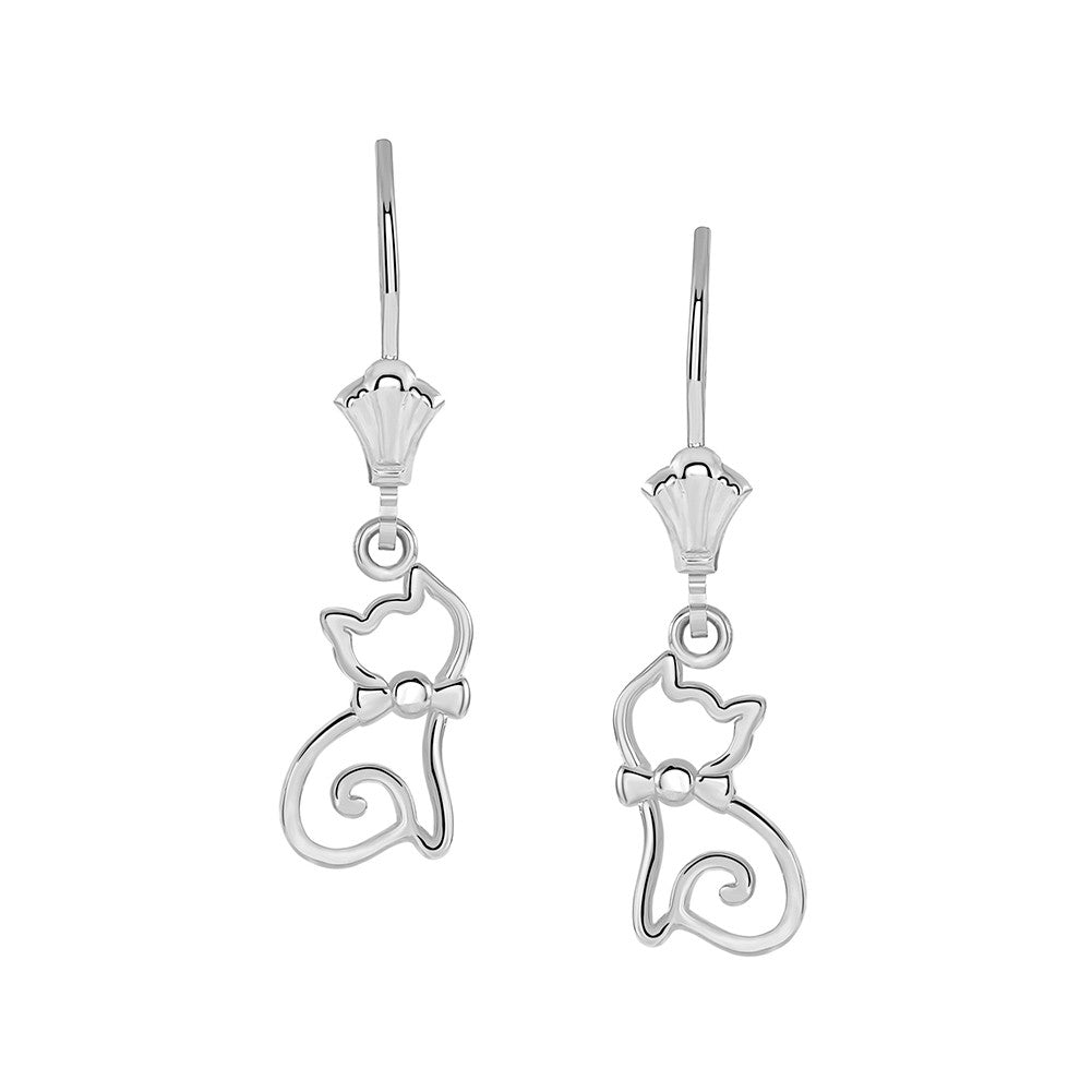 Openwork Cat Leverback Earrings, view 4