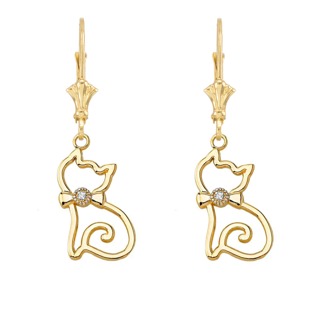 Openwork Diamond Cat Leverback Earring