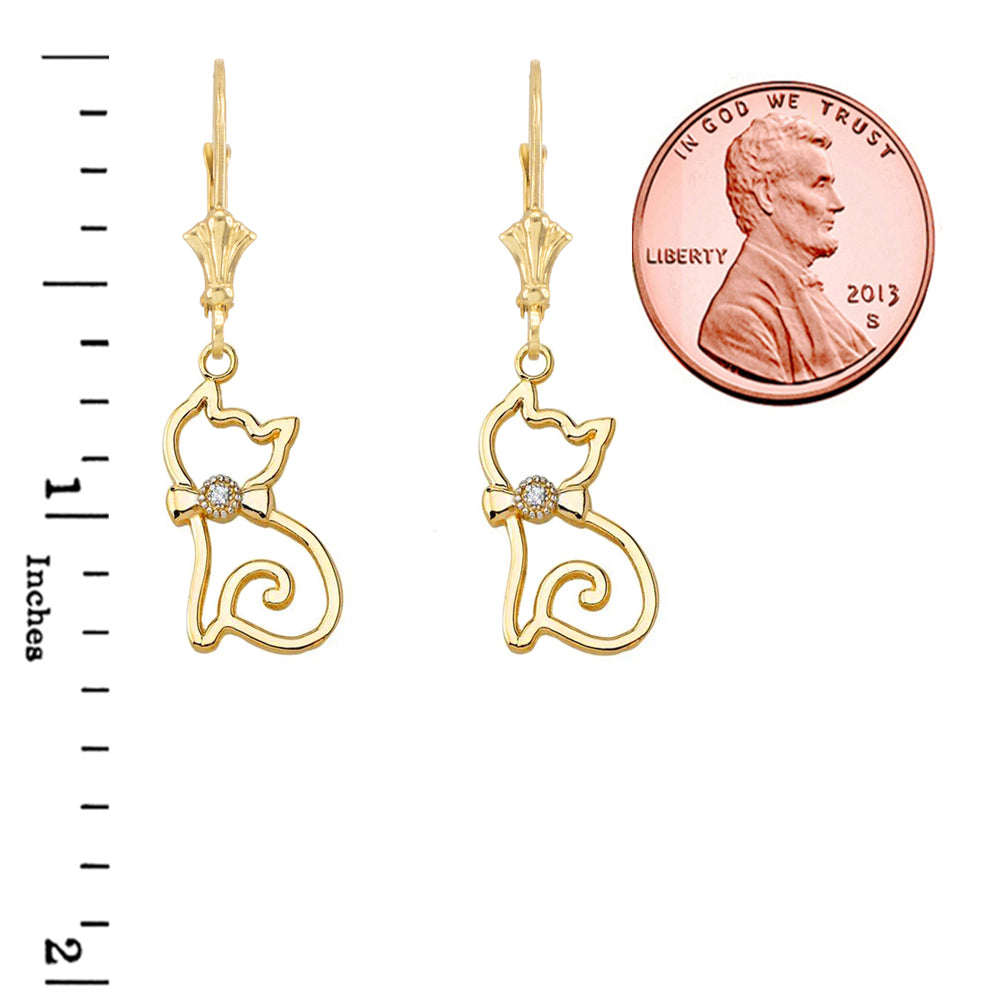 Openwork Diamond Cat Leverback Earring, view 2
