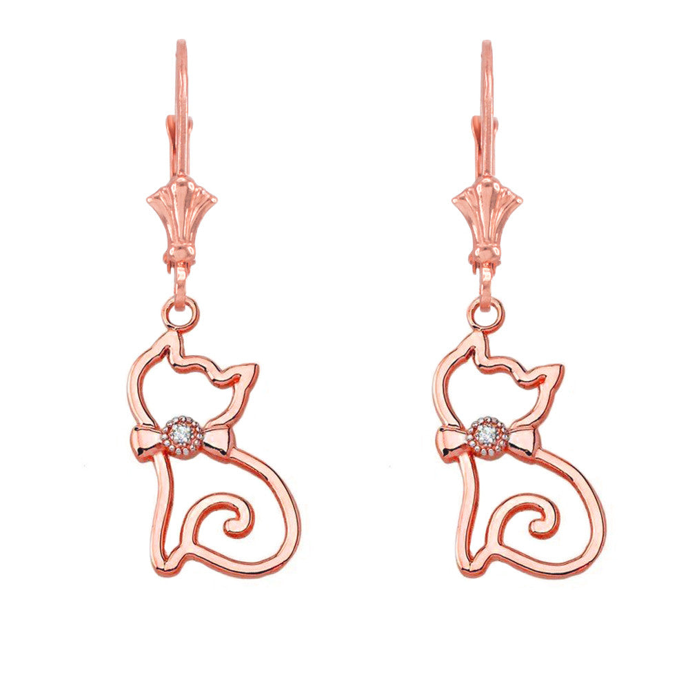Openwork Diamond Cat Leverback Earring, view 3