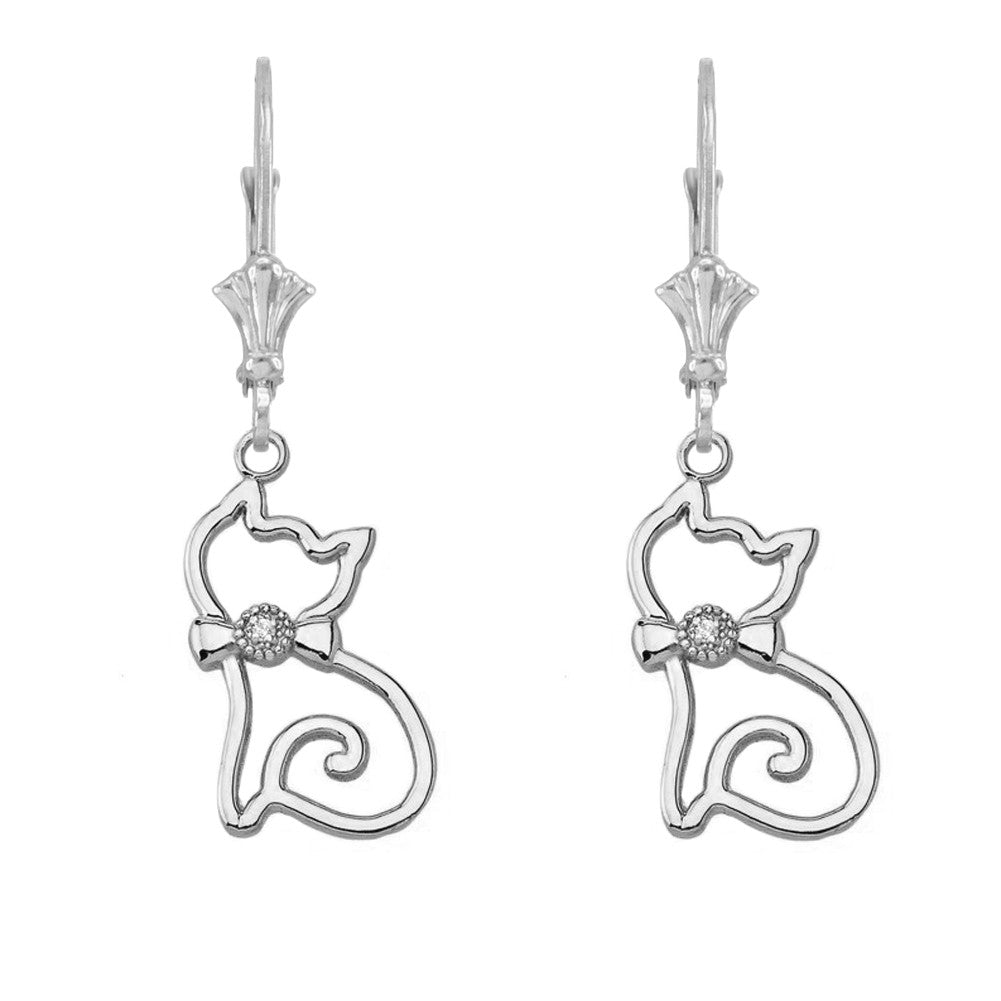 Openwork Diamond Cat Leverback Earring, view 4