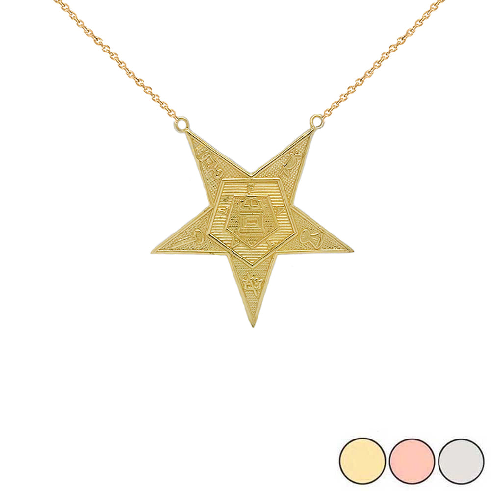 Order of the Eastern Star (OES) Masonic Necklace in Gold