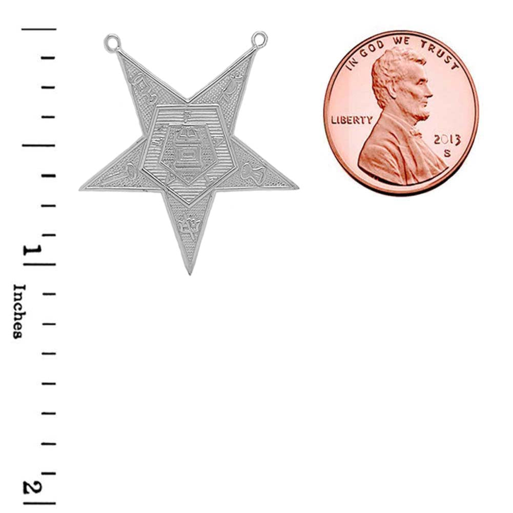 Order of the Eastern Star (OES) Masonic Necklace in Sterling Silver, view 2