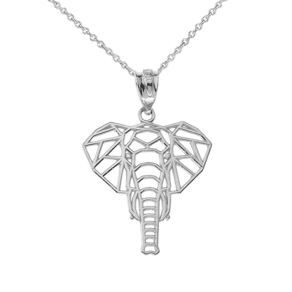 Origami Elephant Pendant Necklace in Sterling Silver