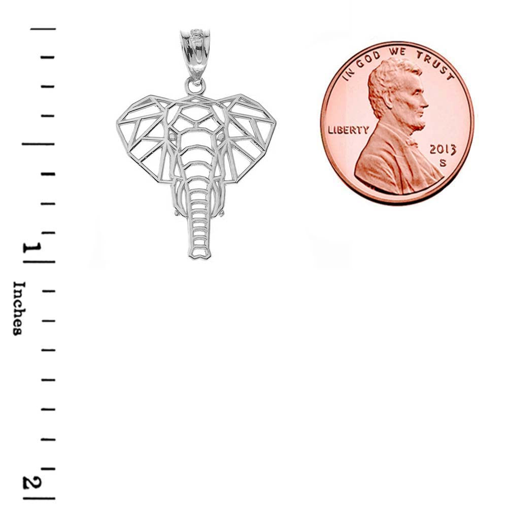 Origami Elephant Pendant Necklace in Sterling Silver, view 3